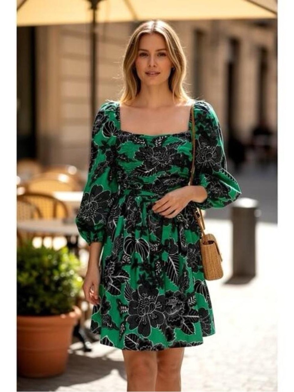 Caroline Constas Kelly Green Floral Print Mini Dress Size XS BNWOT
